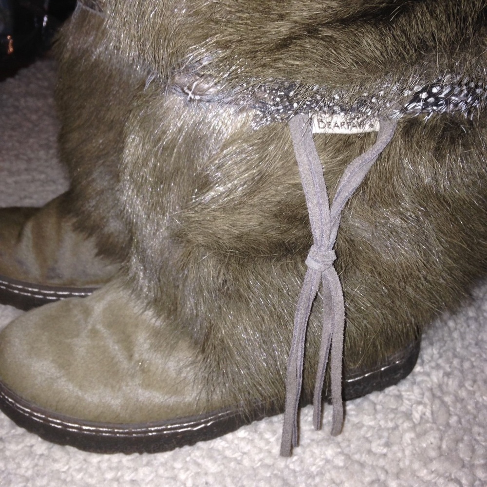 BEARPAW BROWN GENUINE GOAT HAIR FUR APRES SKI BOOT